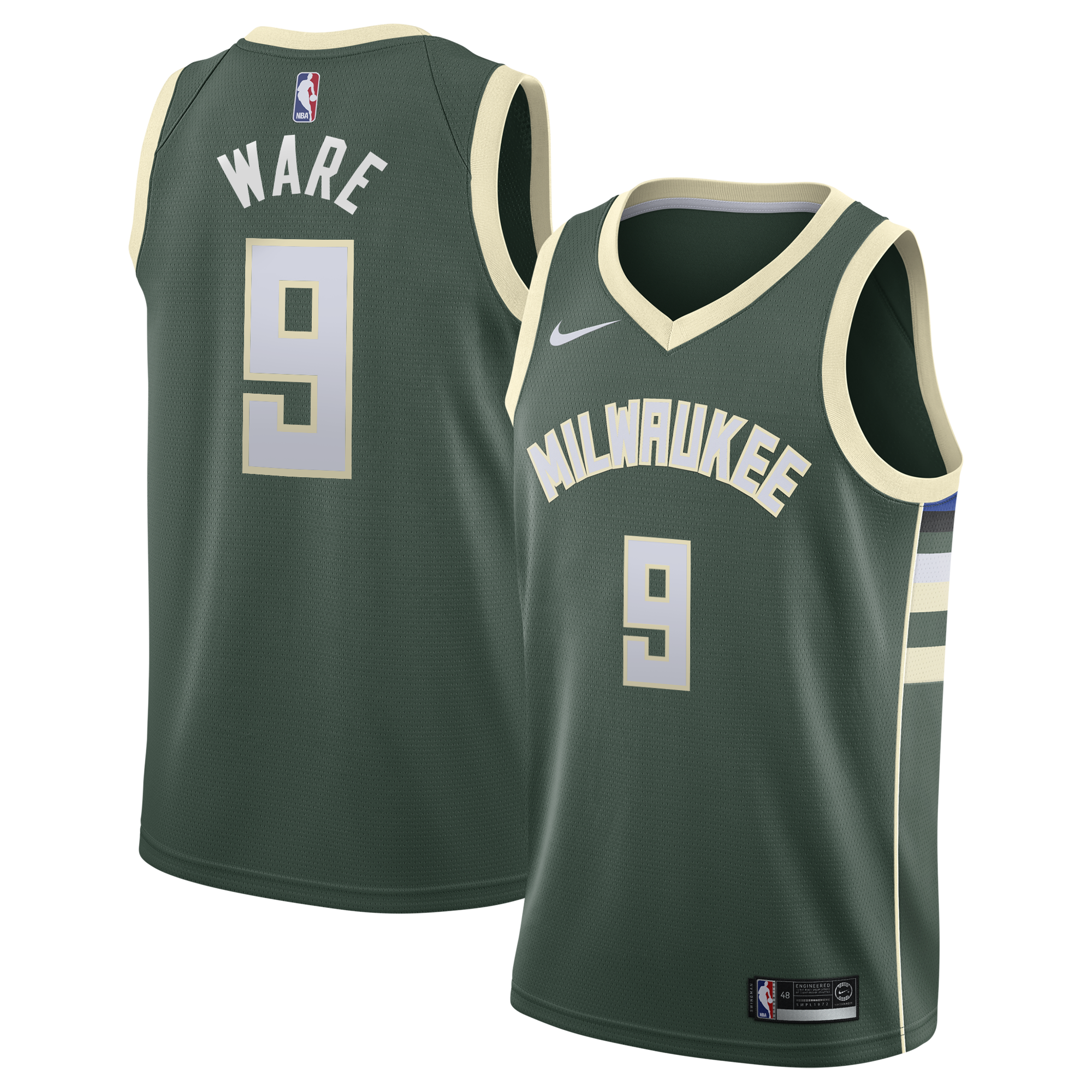 Milwaukee Bucks Nike Icon Edition Swingman Jersey - White - Kel'el Ware - Youth