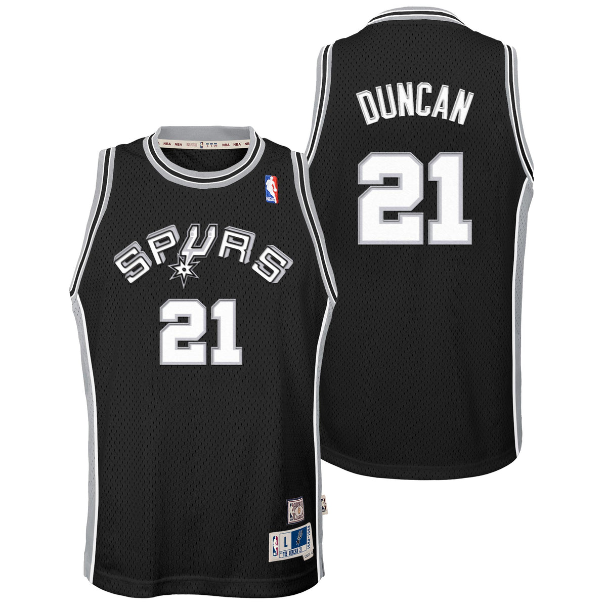 San Antonio Spurs Tim Duncan 1998-99 Hardwood Classics Road Swingman Jersey - Black - Youth