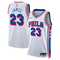 Philadelphia 76ers Nike Association Edition Swingman Jersey - White - LeBron James - Unisex