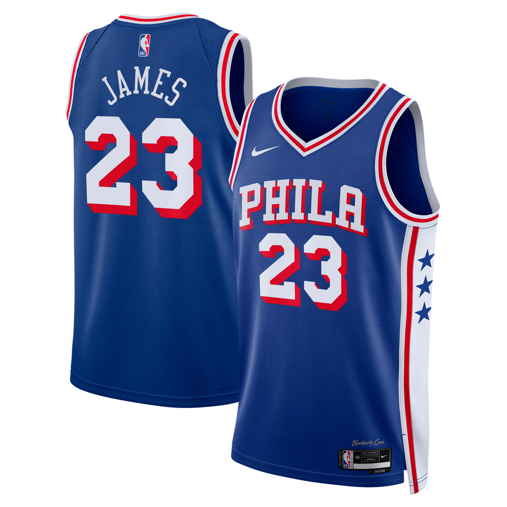 Philadelphia 76ers Nike Icon Edition Swingman Jersey - Royal - LeBron James - Unisex