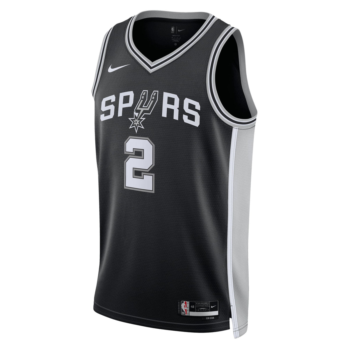San Antonio Spurs Nike Icon Edition Swingman Jersey NBA 2025 First Round Draft Pick - Black - Dylan Harper - Youth