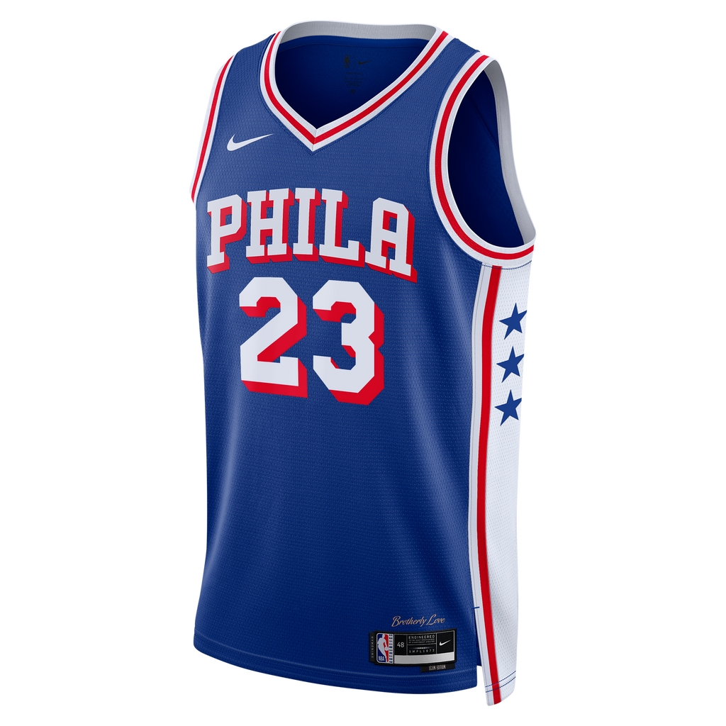 Philadelphia 76ers Nike Icon Edition Swingman Jersey - Royal - LeBron James - Unisex