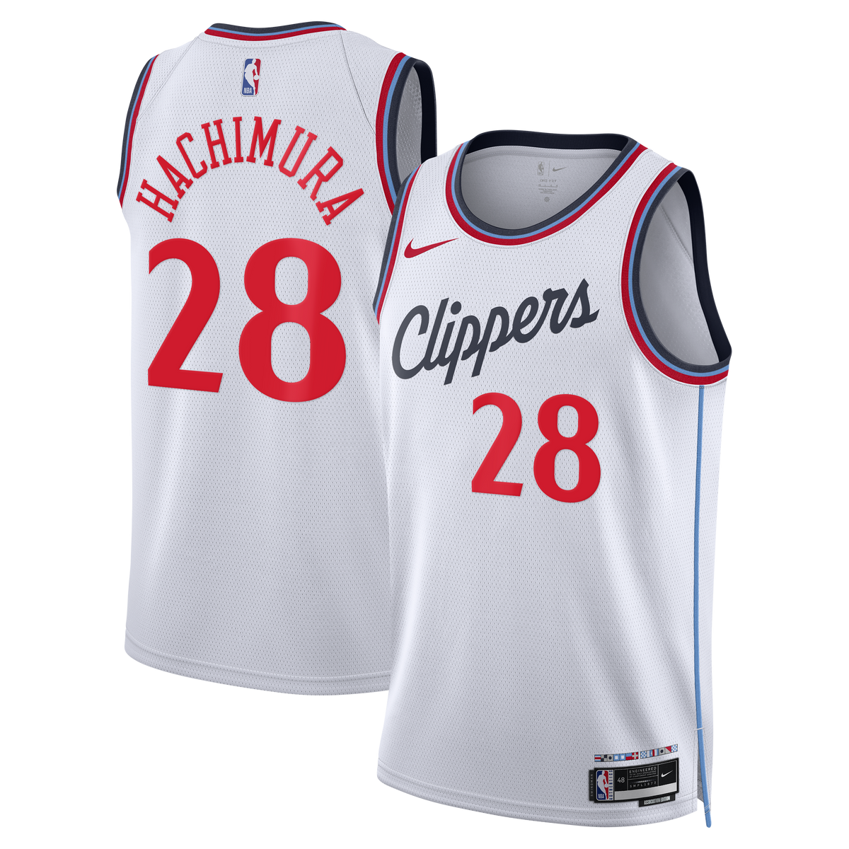 Los Angeles Clippers Nike Replica Association Edition Swingman Jersey - White - Rui Hachimura - Unisex