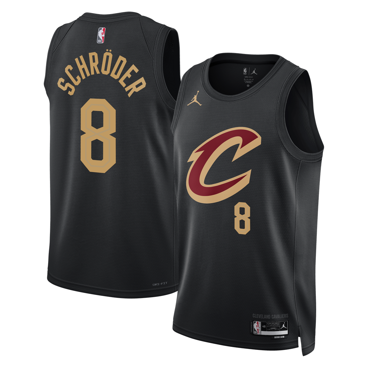 Cleveland Cavaliers Jordan Brand Statement Edition Swingman Jersey - Black - Dennis Schröder - Unisex