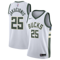 Milwaukee Bucks Nike Association Edition Swingman Jersey - White - Kasparas Jakučionis - Youth