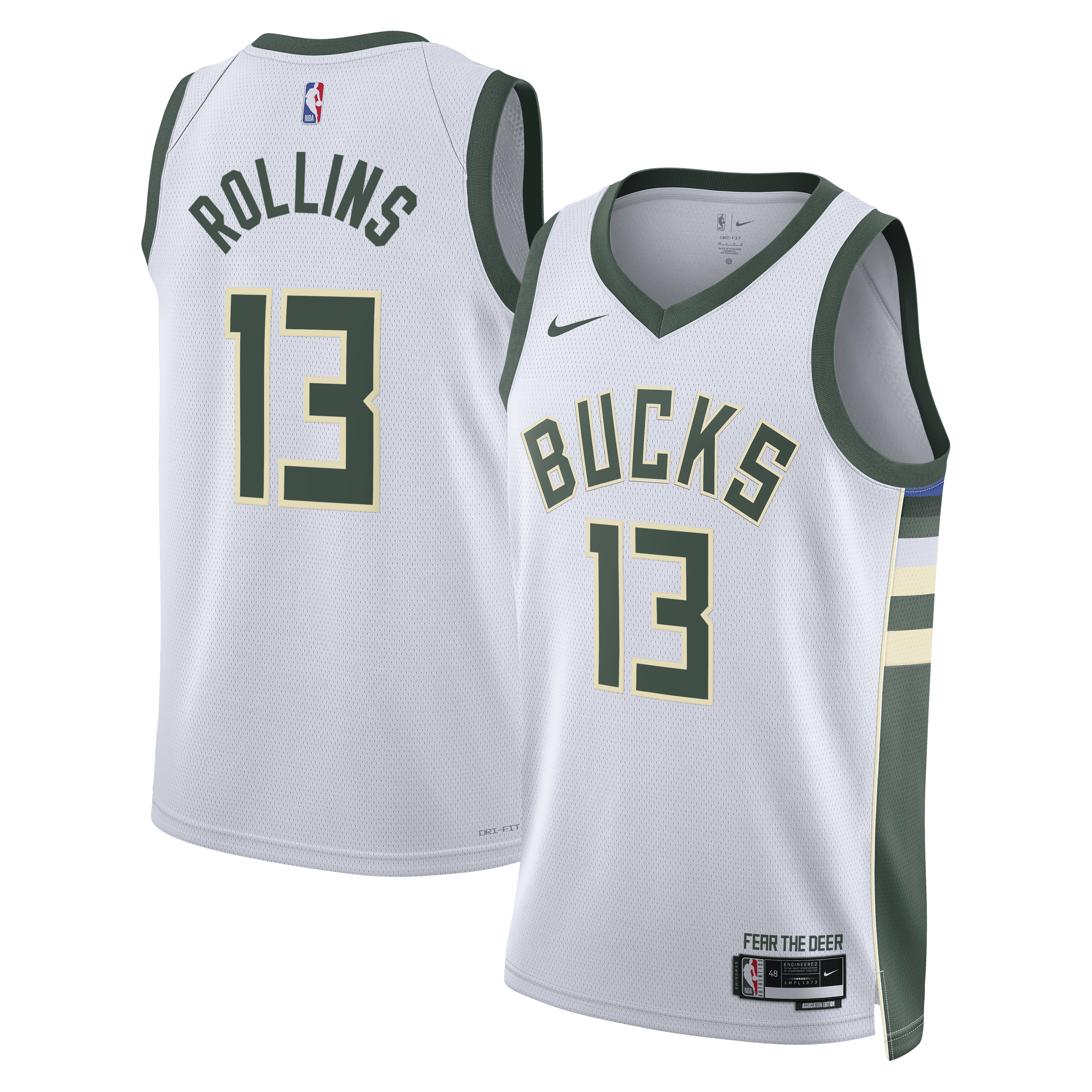 Milwaukee Bucks Nike Association Edition Swingman Jersey - White - Ryan Rollins - Unisex