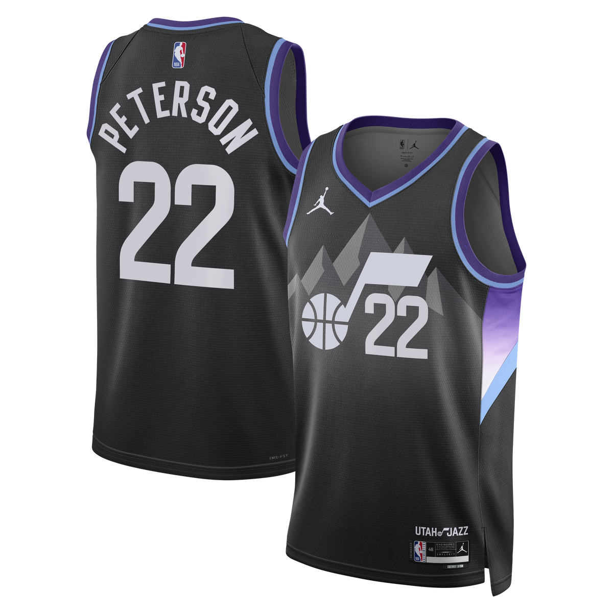 Utah Jazz Jordan Brand Statement Edition Swingman Jersey - Black - Darryn Peterson - Men's
