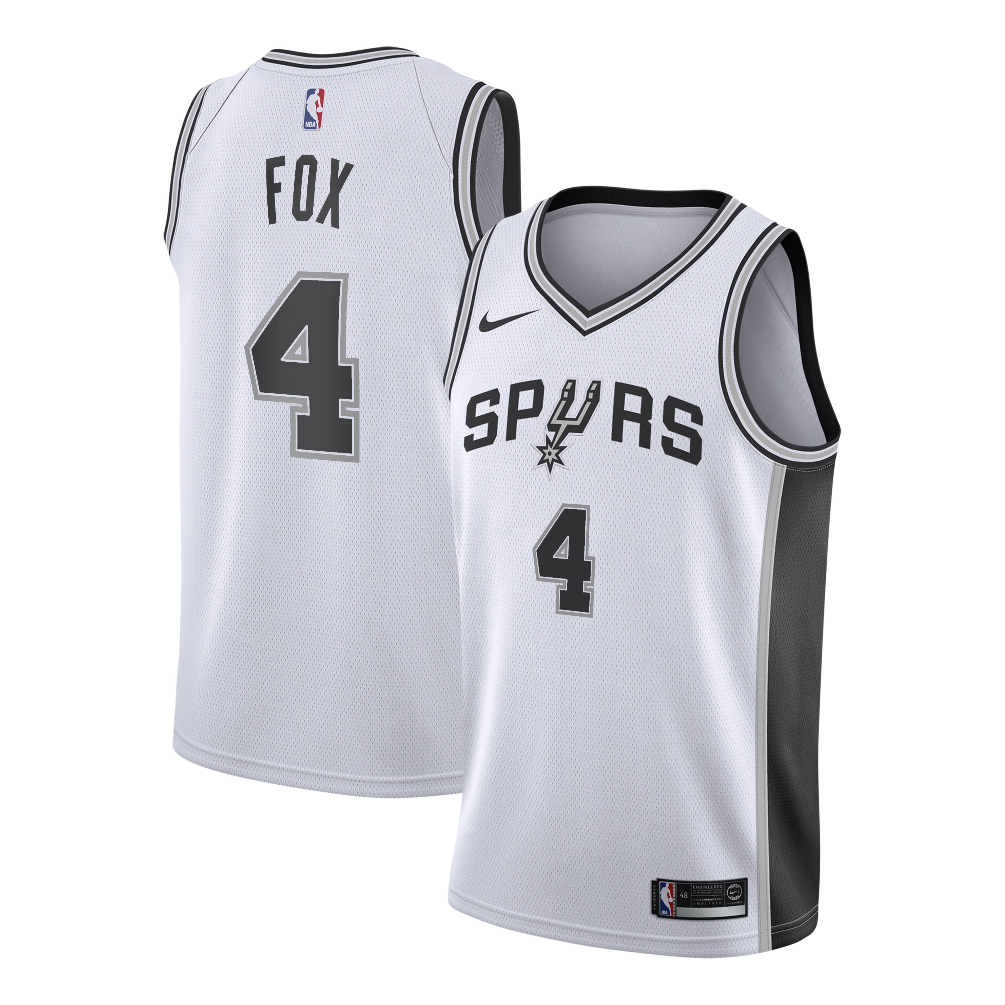 San Antonio Spurs Nike Association Edition Swingman Jersey - White - De'Aaron Fox - Youth