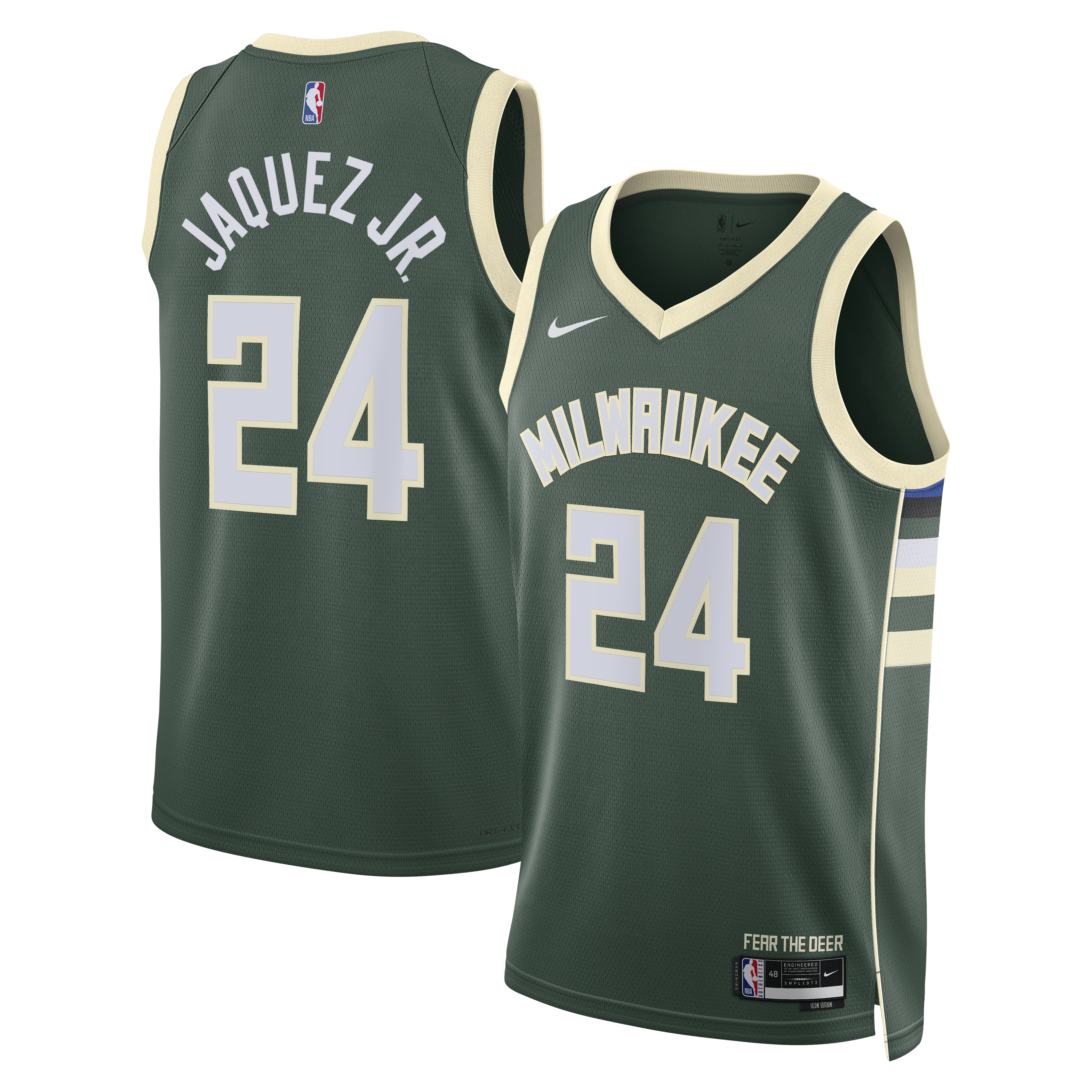 Milwaukee Bucks Nike Icon Edition Swingman Jersey - Hunter Green - Jaime Jaquez Jr. - Unisex