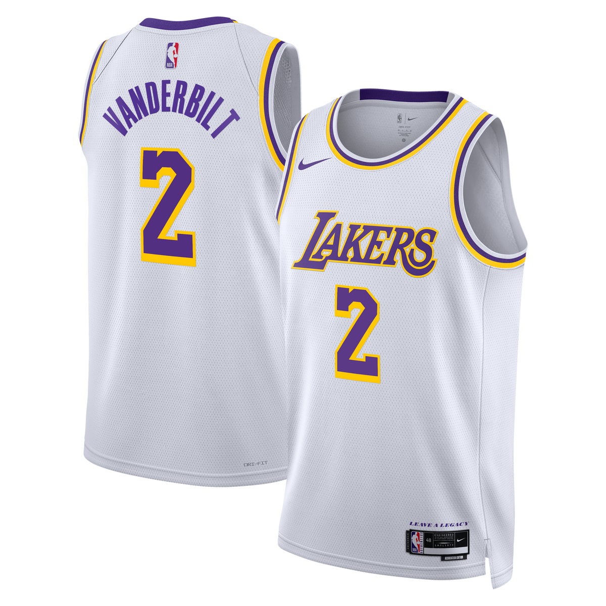 Los Angeles Lakers Nike Association Edition Swingman Jersey - White - Jarred Vanderbilt - Unisex